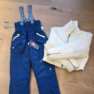 Free people jacket ski pants set xs blue white